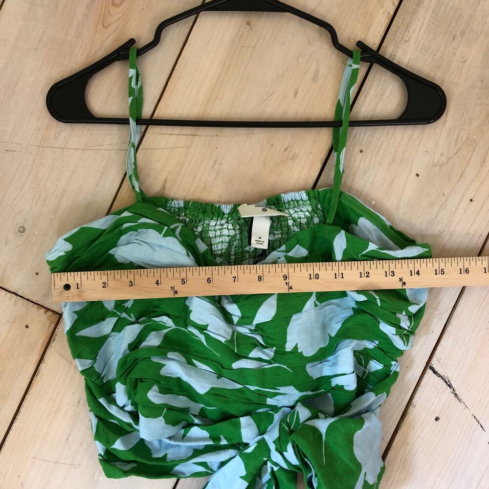 Kate Spade X Target NWT Classic Rose Ruched Linen Floral Tank Top Green/White M - Picture 11 of 12